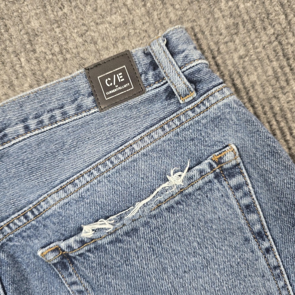 Current/Elliott Jeans Womens 30 Blue Wide Leg Cropped Raw Hem High Rise 30x26 - Picture 3 of 14